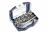 kwb Bit-Box - 17-teiliges Set mit Bits und Umschalt-Knarre - Robuste Kunststoff-Box mit Gürtelclip