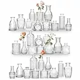 32 Mini Knospe Vase Glas Set als Hochzeit Mittelstücke für Tische, klare Vintage Vasen für Blumen, kleine Blumenvasen geeignet für tischdeko Geburtstag Party, Hochzeit, Baby-Dusche (32, Transparent)