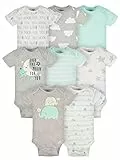 Gerber Baby 8er-Pack kurzärmelige Onesies-Bodys, Elefanten, 0–3 Monate
