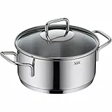 Silit Extra Cook, Bratentopf 20 cm mit Glasdeckel, Innenskalierung, breiter Schüttrand, hochwertiger, spülmaschinenfester Crominox-Edelstahl, Kochtopf groß, optimale Wärmeverteilung, Induktion