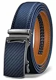 KEMISANT Gürtel Herren, Ledergürtel Ratsche Automatikschließe für Herren Business Anzug,Breit 35mm,Größe Angepasst,Navy Blau2564,110cm/30-36' taille verstellbar