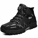 Littleplum Herren Wanderschuhe mit Warm Gefütter Atmungsaktiv Outdoor Trekkingschuhe Rutschfeste Hiking High Top Wanderstiefel Leichte Sportschuhe, A Schwarz, 44 EU