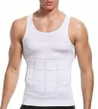 SLIMBELLE Shapewear Herren Kompressions Shirt Figurformende Bauchweg Unterhemd Body Shape Tank Top Ärmellos Untershirt Elastische Weste Schlank Mieder Taillenformer Bauch Vest für Männer (Weiß,3XL)