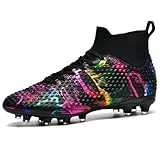 Fussballschuhe Graffiti Fußballschuhe AG Nocken Hohe Knöchelschuhe Jugendliche Kunstrasen fußball Schuhe Herren/Frauen - Einzigartiges Art Design, Hohe Traktion & Komfort für Wettkampf Schwarz 35 EU