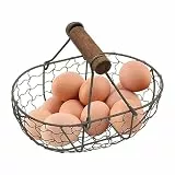 BommFu Eiersammel Korb | Brotkorb - Erntekorb aus Metall | Picknick Aufbewahrungskorb im Bauernhaus Design, bietet Platz für 12 Eier, Brotkorb, Esszimmer, Küche