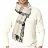 Bseical Schal Herren,Klassische Waffel Strickschal,Winterschal Warmer Plüsch Schals (Beige)