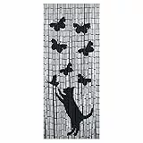 Maximex Bambusvorhang Katze & Schmetterling, Motiv-Vorhang für Balkon & Terrasse, auch als Insekten-/Sichtschutz, aus Bambus mit 65 Strängen, handgearbeitet, inkl. 2 Rundhaken, 90x200cm