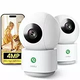 AOSU 4MP 2 Stück Überwachungskamera Innen WLAN Kamera, Homekit Kamera mit 5G/2.4GHz WiFi, One-Touch-Anruf, für Baby/ältere/Haustiere, kompatibel mit Alexa