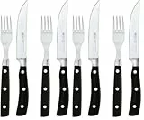 RÖSLE Steakbesteck 4-tlg., Hochwertige Steakmesser mit scharf geschliffener Klinge aus Klingenspezialstahl mit passender Steakgabel, POM, inkl. praktischer Holzbox, 25 x 11 x 4 cm (Packung mit 2)