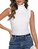 Totatuit Damen Rollkragenpullover Ärmelos Basic Stretch Top Für Frühling Herbst Büro Freizeit – Vielseitiges Oberteil aus dehnbarem Material für stilvolle Looks und hohen Komfort