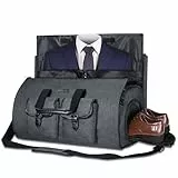 UNIQUEBELLA Handgepäcktasche Große Seesack Anzug Reisetasche Wochenendtasche Flugtasche mit Schuhbeutel für Männer Frauen Alter: über 6 Jahre alt, Drak Grey, Medium, Reisetasche