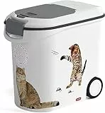 Curver Futter-Container 12kg I 35L, weiß/grau/Love Pets Katzen, 49,3 x 27,8 x 42,5 cm, 241094