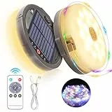 HELESIN Camping Lichterkette Aufrollbar Solar 12.8M, 2 Lademodi, 4 in 1 Tragbare LED Lichterkette Camping mit 8 Beleuchtungsmodi, Wasserdichte Zeltleuchten für Camping Hof Deko (Mehrfarbig)