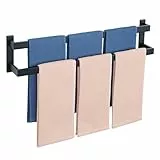SAYAYO Handtuchhalter Schwarz Handtuchstange 70cm Multilayer Gästehandtuchhalter Wandmontage Edelstahl Doppelt Badetuchhalter für Badezimmer und Küche