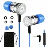 KLIM Fusion Kopfhörer in Ears mit Mikrofon - NEU - Langlebig - Innovativ: In-Ear Kopfhörer mit Memory Foam - 3.5 mm Jack - Sport Gaming In Ear Kopfhörer - Blau