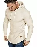 JMIERR Herren Muskel Hoodies Langarm Slim Fitted Longline Sweatshirt Athletische Fleece Fallen Pullover Shirts Braun L