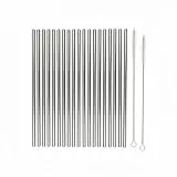 20er Pack wiederverwendbare Edelstahl Strohhalme, 304 Metall Trinkhalme Set, kommt mit 2 Reinigungsbürsten, umweltfreundlich, spülmaschinenfest, geeignet für Eiskaffee und Getränke
