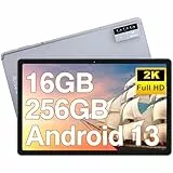ZIOVO 2026 Neueste Android Tablet 11 Zoll mit 16GB RAM+256GB ROM/TF 2TB, Octa-Core 2.0 GHz, 8600mAh, FHD 2000 * 1200, 5+13+2MP, 2.4G+5G WLAN, BT 5.0, Face ID, GPS mit Case - Grau