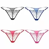 KHUFUZI Frauen sexy Unterwäsche Unterwäsche Spitze Tangas Höschen Niedliche G-Strings Kurzes Geschenk für Freundin (4 Farben Pack B)