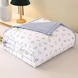 Odot Bettdecke Ohne Bezug Nutzbar Sommer, Waschbare Bettdecke Ohne Bezug Dünne Sommerbettdecke Leicht Doppelseitige Sommerdecke für Bett Sofa (Lila Blume,150 * 200cm)