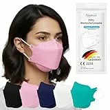 TubeRoo FFP2 Maske rosa pink Fischform, 50 Stück Masken aus Deutschland, Made in Germany, weiche Ohrschlaufen Bänder, Atemschutzmaske, Mundschutz