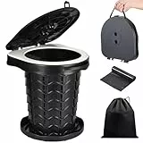 KALBIGRO Campingtoilette Faltbar, 220kg Camping Toiletten Mobile, Camping Klo Portable mit 10 Stück Toilettenbeutel, Klapptoilette für Camping, Wandern, Angeln, Reisen