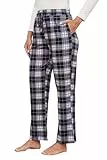 Fourindo Karierte Schlafanzughose Damen Lang Soft Pyjamahose/Freizeithose für Frauen,mit Taschen und Kordelzüge S-XXL