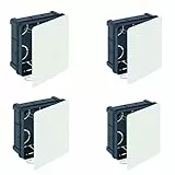 RASMACOR Abzweigkasten Unterputz - 100 x 100 x 45 mm - 4 Stück - Mit Deckel - Für den trockenen Innenbereich/Unterputzdose im Set/Verteilerdose für Innenausbau / 12 Rohreinlässe Ø 25 mm