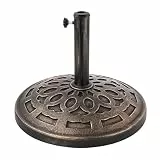 Relaxdays Schirmständer Sonnenschirm, für Schirmstangen 34–48 mm, Ø 49 cm, Vintage, Sonnenschirmständer, schwarz/Bronze