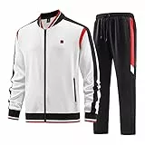 W JIANWANG Trainingsanzug Herren Fußball Traningsanzuganzug Sportanzug Freizeitanzug Sport Jogging Anzug Für Männer Trainingsanzüge Fussball Laufanzug Jogginganzug Set Weiß 140 M