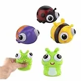4 Stück Insekt Squeeze Toy - Augen Out, Squishy Tiere Spielzeug, Antistress Stress Toys, Antistressball für Kinder und Erwachsene, inklusive Raupe, Biene, Marienkäfer und Einhorn(A)
