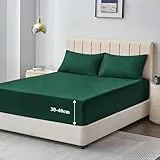 Aisbo Spannbettlaken 180x200cm Bettlaken Boxspringbett - Bett Laken Dunkelgrün 180x200 aus Premium Mikrofaser, weiches Spannbetttuch 180 x 200 Steghöhe 40cm für Wasserbett Bed Fitted Sheet