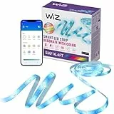 WiZ RGB LED Lightstrip - 5m, anpassbar, 16 Mio. Farben + Weißtöne, voreingestellte Lichtmodi, verbindet sich mit Ihrem WLAN, Sprach- / App-Steuerung, funktioniert mit Google Home, Alexa und HomeKit