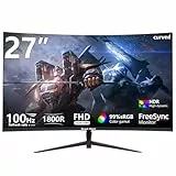 Great voell 27-Inch Monitor, 100 Hz,Full HD(1080p), Anti-Flicker, sRGB 100%, HDR, HDMI& DP, Monitor PC Screen - Black