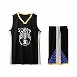 2-Teiliges Kinder/Erwachsene Basketball Jersey - Ärmelloses Atmungsaktives T-Shirt Weste und Shorts - Schwarz M