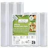 Anysea Vakuumierbeutel 6 Rollen 20/28×500cm：Vakuumierfolie Profi für Vakuumiergeräte und Sous Vide, Vakuumbeutel Lebensmittel Reißfest
