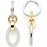 JEWELS BY LEONARDO Kreolen Lena 1 Paar • Ohr-Hänger aus bicolorfarbenem Edelstahl • abnehmbare Ketten-Glied Anhänger • besetzt mit kleinen Zirkonia-Steinchen • Schmuck Geschenk für Frauen • 023404