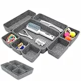 Lohofrnny Schubladen Organizer Filz, Filz Organizer, 8-teiliger Aufbewahrungshelfer für Schubladen, Büro Schubladen Organizer, Wohnzimmer Container für das Ordnungssystem (Dunkelgrau, 8 Stück)