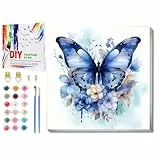 Daisen Art Tiere Malen Nach Zahlen Kinder, Schmetterling Malen Nach Zahlen mit Rahmen, Paint by Numbers ab 6 für Geschenk und Home Decor 20x20cm