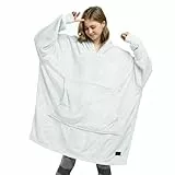 Catalonia Classy Übergroße Fleece Hoodie Decke Grau, Warme Großes Kapuzendecke Tragbare Decke zum Anziehen, Flauschige Kapuzenpulli Decke mit Ärmeln und Kapuze als Geschenkidee für Damen und Herren