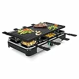 Tristar Raclette – 8 Personen – Kochfläche 42 x 23 cm – Einstellbarer Thermostat mit Lichtring – 1400 W – Schwarz – RA-2746