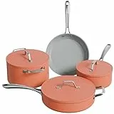 CIARRA Beyond Pfannenset Induktion Orange Topfset 4-teiliges Gesunde Keramik Antihaft,Bratpfanne 26cm,Schmorpfanne 28cm 4.2L,Milchtopf 20cm 2.8L,Suppentopf 24cm 5.9L mit Deckel Kochtopf Set