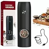 CIRCLE JOY Pfeffermühle Elektrische Gewürzmühle Wiederaufladbare mit Weißem LED-Licht, 70ml Fassungsvermögen und Einstellbarer Grobheit, Schwarz