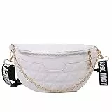 Anze Damen gesteppte Leder Hüfttaschen Mode Gürteltasche Brusttasche Bauchtasche Crossbody Schultertasche Geldbörse mit Kette