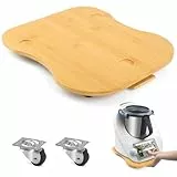 Upgrade Gleitbrett für Thermomix TM6 TM5 - Rollbrett für Thermomix Vorwerk Küchenmaschine, Bambus Unterlage Brett mit Rollen TM5 TM6 Zubehör Schnelles Bewegen Natürlich