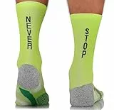 TODO RUNNING RAID LONG Laufsocken mit Lustige Aufschrift, Anti Blasen Socken, Running Socks Men. Bunte Sport Socken Damen 39-42, Laufsocken Herren (Never Stop, 39-42)