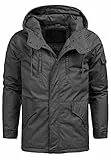 Indicode Herren Elmhurts Herrenmantel mit verdeckter Knopfleiste | Wintermantel f. Männer Dk Grey, M