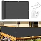 Sunnylaxx Balkon Sichtschutz 80x1000cm, Anthrazit Balkonverkleidung Balkonabdeckung Balkonbespannung Blickdichte Windschutz und UV-Schutz mit Kabelbinder
