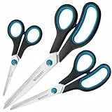 Westcott Easy Grip Scheren 3 Stück | 3er Set Universalscheren mit Komfort-Griff | Extrascharfe & langlebige Edelstahlklinge | Schere für Basteln, Haushalt, Schule & Büro | N-90027 00