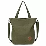 JANSBEN Damen Canvas Handtasche Schultertasche Casual Multifunktionale Umhängetaschen Groß für Arbeit Schule Shopper Lässige täglich (grün)